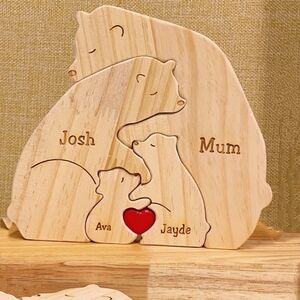 Embrace of Love - Personalized Wooden Bear Family Decor
